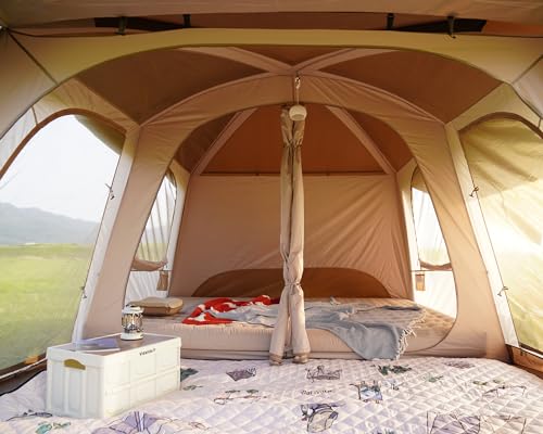 Vidalido 8-10 Person Camping Tent with 3 Door 2 Room Large Family Cabin Tents, Double Layer Waterproof Portable Glamping T...