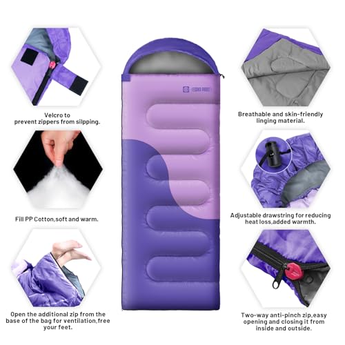 Sleeping Bags for Adults&Kids,Lightweight Waterproof Warm Weather Sleeping Bag,Compact Portable Sleeping Bag for Camping,E...