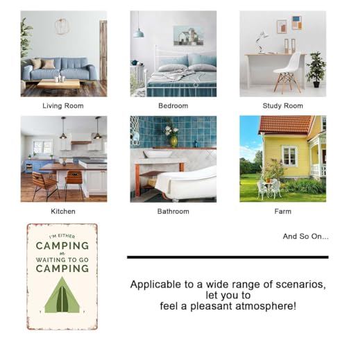 Retro Metal Sign Camping Lifestyle "Happy Camp",Text Art Poster Home Wall Decor, For Bedroom, Living Room, Bar, Restaurant...