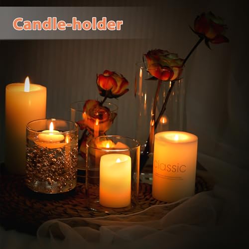 UPBUD 4 Inch Small Glass Cylinder Vases for Centerpieces | 12pcs Clear Flower Vase for Wedding Decorations, Floating Candl...