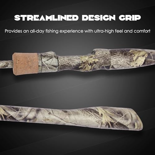 Eurasian Sports Medium Spin&Cast Fishing Rod Graphite Bass Fishing Rods Carbon 2 Piece Spinning Pole, Anti-tangling Guide ...