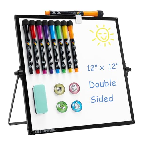 Small Magnetic Dry Erase Whiteboard – Mini Desktop Portable Easel Dry Erase White Board for Students Double Side to Do Lis...