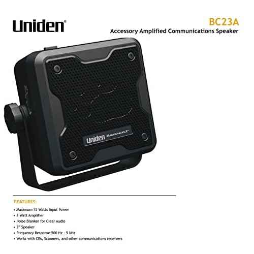 Uniden (BC23A) Bearcat 15-Watt Amplified External Communications Speaker. Durable Rugged Design, Perfect for Amplifying Uniden Scanners, CB Radios, and Other Communications Receivers. , Black