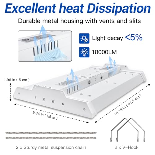 JTT LED Linear Shop Lights 150W, 21000LM 360° Adjustable 1.35FT Led High Bay Lights 5000K Daylight 120-277V, Garage Light ...
