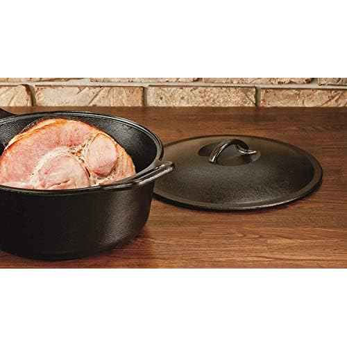 Lodge BOLD Exclusive 7 Quart Premium Pre-Seasoned Cast Iron Dutch Oven with Lid - Dual Handles - Use in the Oven, on the Stove, on the Grill or over the Campfire - Black