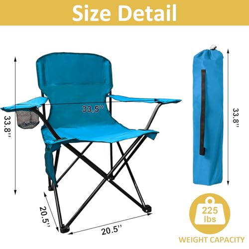 VOYSIGN Folding Camping Chair with Cup Holder & Storage Bag, 225lbs Capacity, Large Anti-Sink Feet, Breathable PE Coated F...