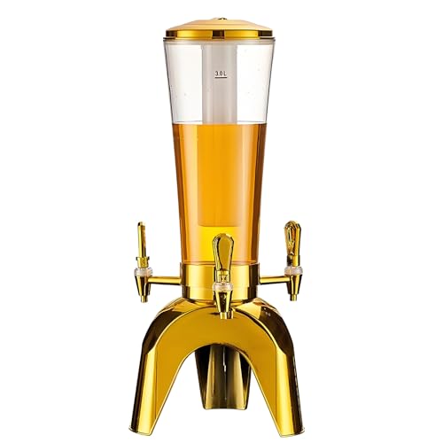 GRIPITHPY 100oz/3L Beer Dispenser, LED Light-Up Drink Tower with 3 Taps, Detachable Party Beverage Dispenser for Beer Soda...
