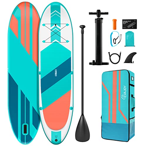 EVAJOY Inflatable Paddle Board 6'' Thick Around Stand Up Paddle Board with Portable iSUP Accessories & Waterproof Bag, Por...