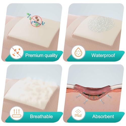 Dimora Silicone Foam Dressing with Border Adhesive 3"x3" Waterproof Wound Dressing First Aid Bandage for Wound Care 10 Pack