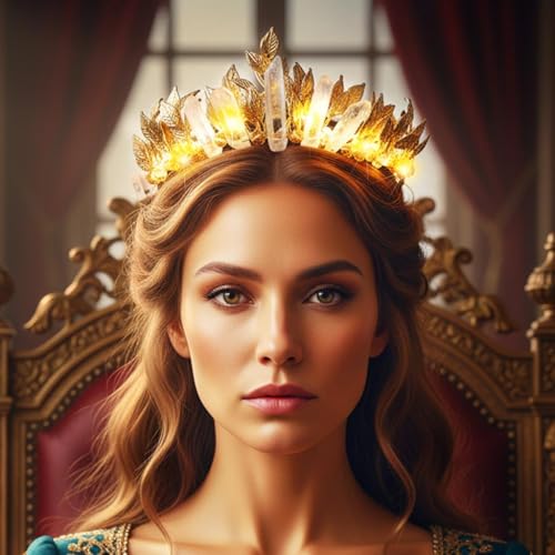 Catery Gold Leaf Crown Light up Headband Greek Goddess Headpiece Accessories for Women