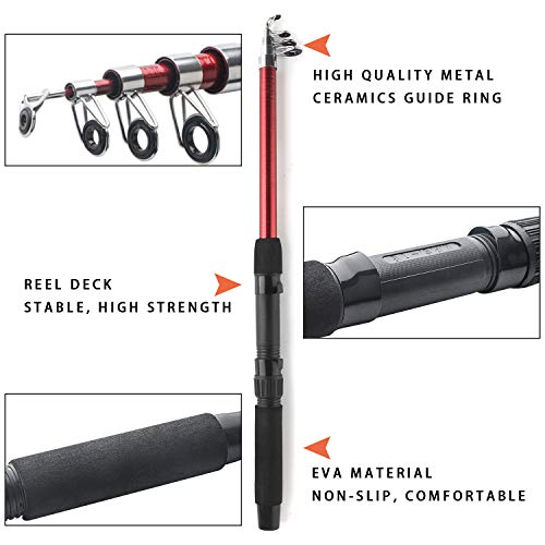 Telescopic Fishing Rod Reel Combo 2pcs 5.9FT/6.89FT Collapsible Fishing Pole Spinning Reel Lures Tackle Bag All-in-one Fis...
