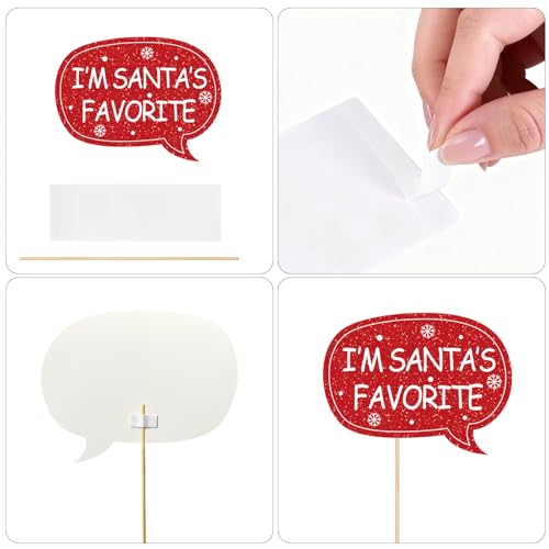 Glitter Christmas Photo Booth Props 30pc Set Photo Backdrop Christmas Party Selfie Prop for Holiday Xmas Party Supplies