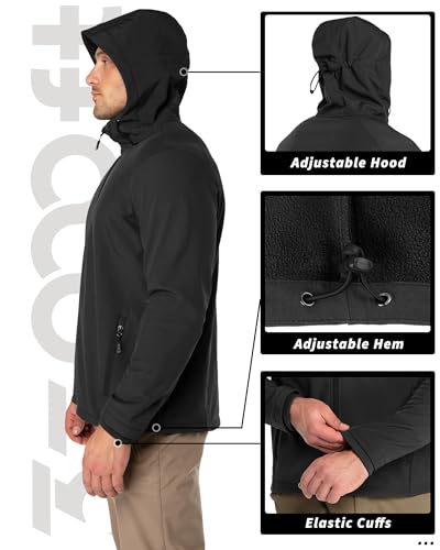 33,000ft Men's Hooded Softshell Jacket Waterproof Lightweight Insulated Windbreaker Fleece Lined Rain Shell Jacket
