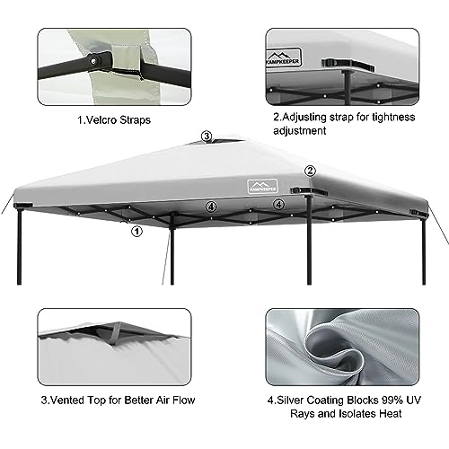 KAMPKEEPER Replacement Top Pop Up Canopy Tent Cover Roof with Air Vent and Adjustable Elastic Strap, Polyester UV Waterpro...