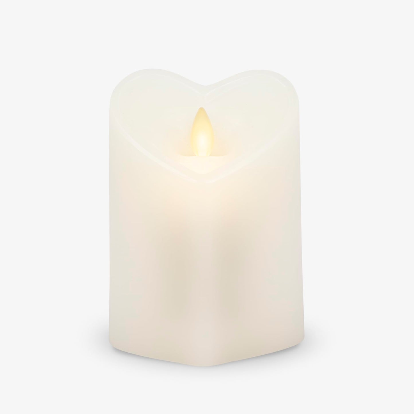 Luminara White Heart Shaped Pillar Candle - Flickering Real-Flame Technology - Remote Ready - Romantic Valentine's Collection - 3.5" x4.5"