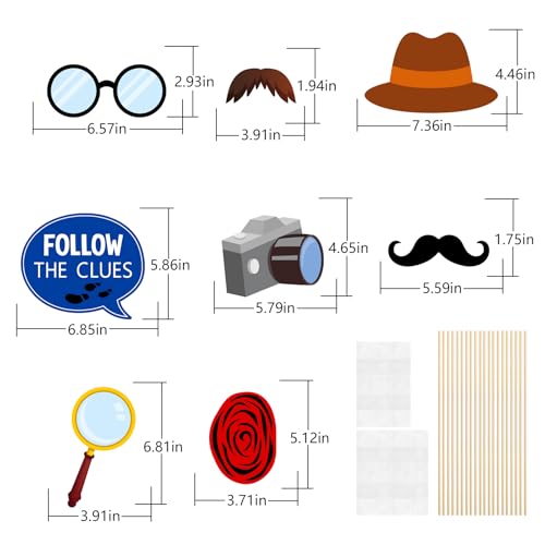 FOZEE Detective Photo Booth Props - Detective Party Decorations - True Crime Party Props - 20Pcs
