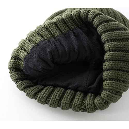 Home Prefer Mens Winter Hat Wool Fleece Lined Knit Beanie Hat Warm Stocking Caps
