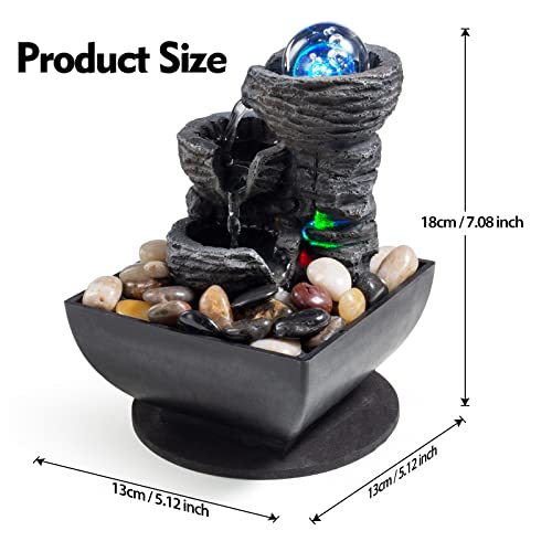 Tabletop Fountain Indoor Waterfall Meditation Fountain Like Layers of Rock Desktop Water Feature Includes Many Natural Riv...