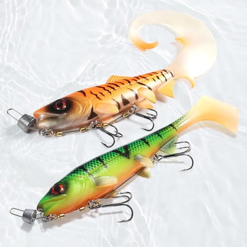 3 Pieces Fishing Stinger Hooks, S/M/L Sizes with 5g20g Weights for Rubber Fish
