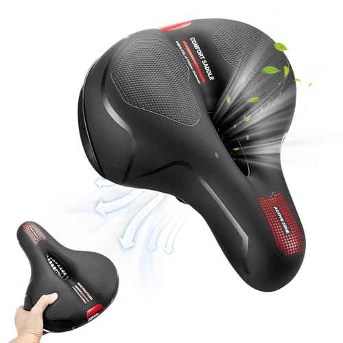 KEMIMOTO Bike Seat Cushion with Soft Foam Padded, Comfortable Bike Seat for Men Women, Bicycle Saddle for Touring, Exercise Bicycle, Commuter, Travel