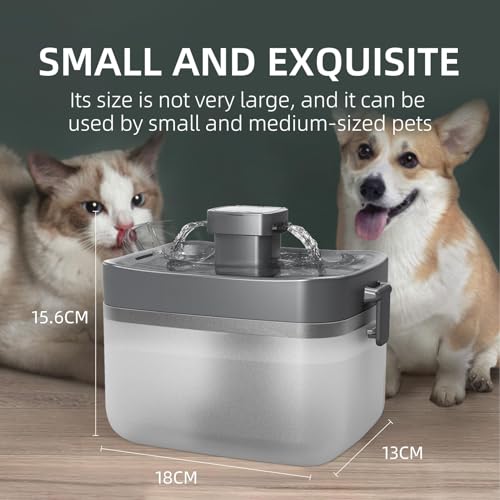 Cat Water Fountain, Automatic USB Powered Pet Fountain 50.7oz, 20dB Ultra-Quiet & Translucent Mini Water Tank, BPA-Free fo...