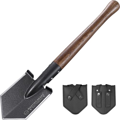 MASTIFF GEARS Tactical Survival Shovel - 48.5cm/19in, Axe/Machete Replacement, HRC 42-48 1050 Steel Spade, Hand-Carbonized...