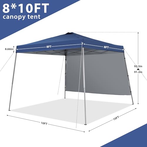 GDY 8X10 FT Pop Up Canopy Outdoor Instant Tent Slant Legs with a Sidewall,Equipment Vents, Portable Gazebo Shelter for Pat...