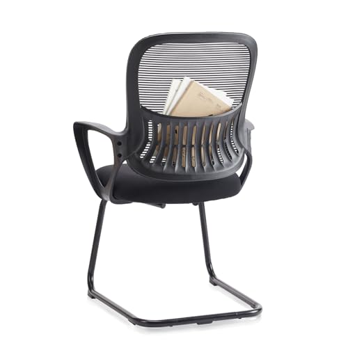 Sweetcrispy Reception Guest Chair Set of 1, Stationary Non Rolling Mesh Mid Back Computer Office Desk with Lumbar Support ...