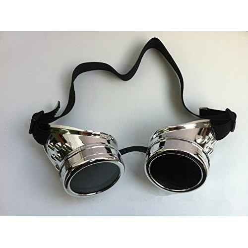 Steampunk Goggles Glasses Vintage Welding Gothic (Silver Glasses)