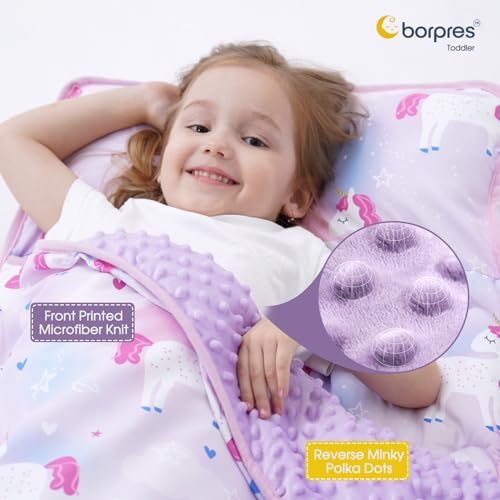 Nap Mat with Pillow Blanket Set: Sleeping Mats for Toddler Kids - Thick Large Roll up Slumber Bag for Daycare Preschool Ki...