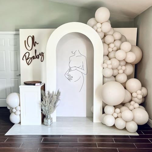 Jobkoo White Sand Balloons, 12 Inch 30 Pcs Beige Balloon Boho White Latex Cream Balloons Matte Off White Sand Neutral Heli...