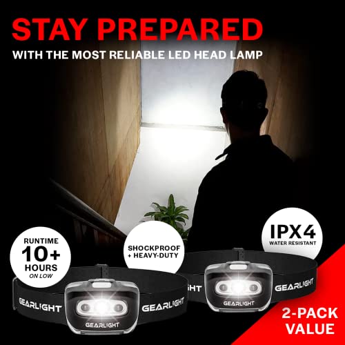 LED Headlamp 2-pack Battery Powered (AAA) | Head Lamp for Running Hunting Camping Fishing Hiking with Red Light and Adjust...