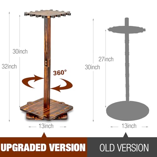 Ghosthorn Fishing Rod Holders for Garage 360 Degree Rotating Fishing Pole Rack, Floor Stand Holds up to 16 Rods Wood Fishi...