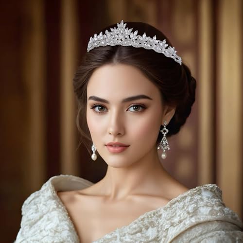 Silver Crystal Princess Queen Tiara - Bride Rhinestone Crowns Headband for Women Wedding Birthday Halloween Prom Pageant P...