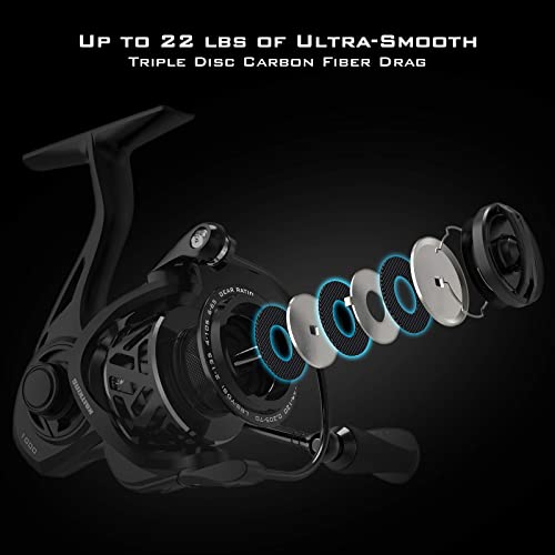 KastKing Zephyr Spinning Reel,Size 2000 Fishing Reel & KastKing Crixus Fishing Rods, Spinning Rod 6ft 6in-Medium - Fast-2pcs