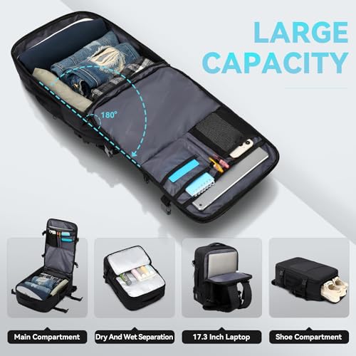 Carry on Travel Backpack for Men Women, Extra Large 50L Flight Approved Expandable Suitcase With USB/Type-C Charging Port,...