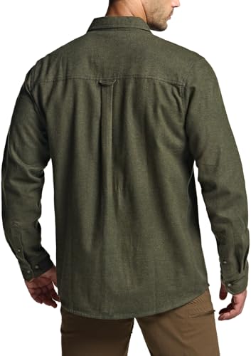 CQR Men's 100% All Cotton Button Down Flannel Shirts, Long Sleeve Brushed Warm Soft Casual Outdoor Plaid Shirt