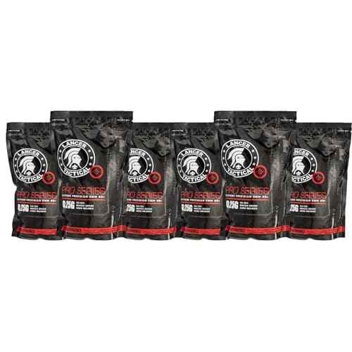 Lancer Tactical 0.25g White Seamless Polished Quality Airsoft BBS Bulk - Six Bags of 4,000 Rounds Each (Total 24,000 Rounds)