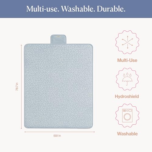 Toddlekind Premium Indoor/Outdoor Playmat & Picnic Blanket, Organic Quilted Cotton, Water-Resistant, Reversible Design, Sp...