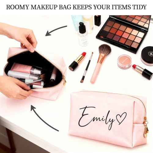 Personalized Makeup Bag with Name & Birth Flower - Custom Toiletry Bag for Women, Unique Bridesmaid Gifts, Wedding Party Favors, Best Friend Birthday Present