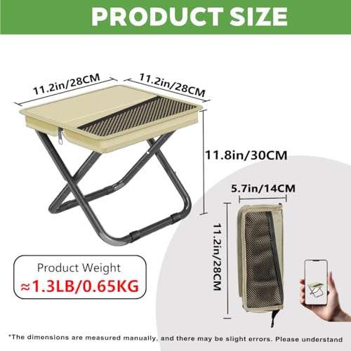 Portable Collapsible Stool Chair, Max 220lb Upgraded Folding Stool, Handbag-Style, Sturdy, Adjustable, Portable, Foldable ...
