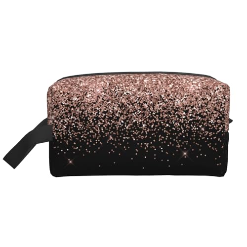 Aruzdey Black Rose Gold Blush Pink Glitter Glam Travel Toiletry Bag Toiletry Bag For Women Men Hanging Cosmetic Bag Travel...