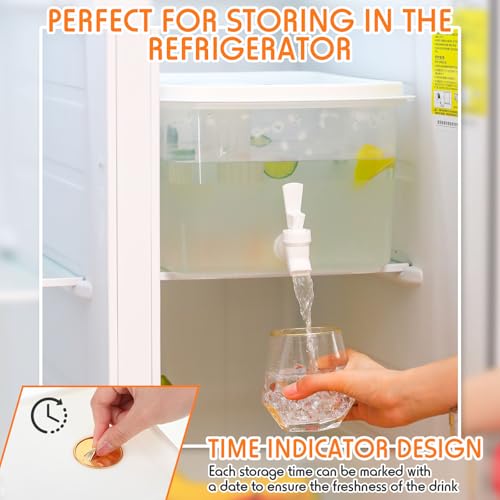 Domensi 2 Pack 3.5 Gallon Drink Dispenser for Fridge with Spigot Water Dispenser Leak Proof Lids Filter Screen Beverage Ju...