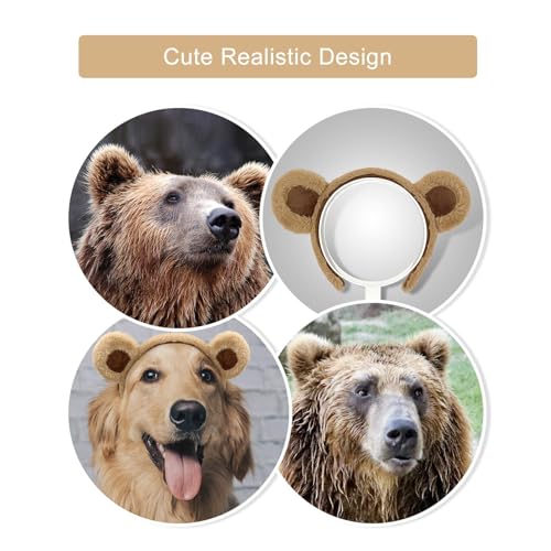 Beviliu Brown Bear Ears Headband, Cute Hairband Fluffy Animal Head Wear for Party Cosplay Makeup Washing Face Halloween Co...