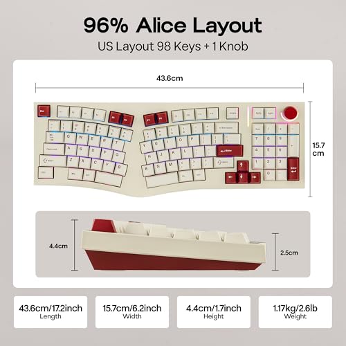MechLands Feker Alice98 Ergonomic 98 Keys Custom Mechanical Keyboard, VIA Programmable, USB-C Wired Gaming Keyboard, Hot S...