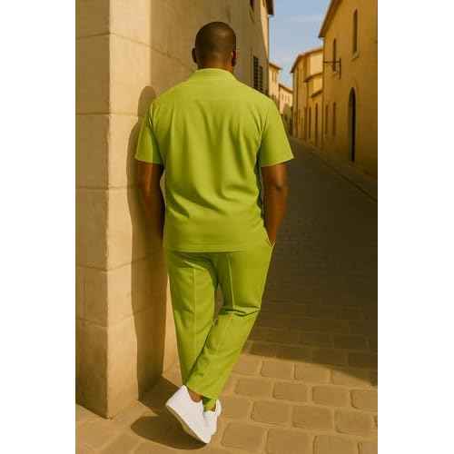 STACY ADAMS Men's Linen Shirt Pant Set