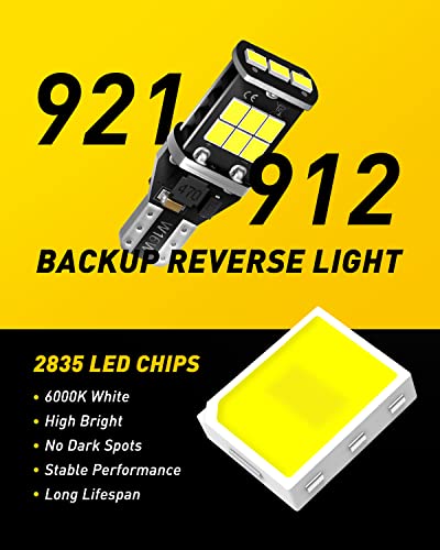 AUXITO 912 921 LED Bulb for Backup Light Reverse Lights High Power 2835 15-SMD Chipsets Error Free T15 906 922 W16W Bulbs,...