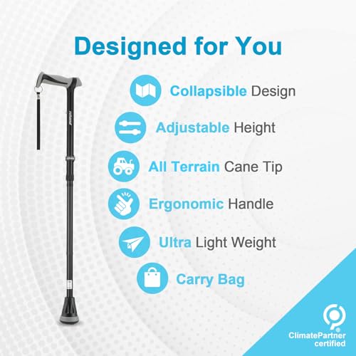 REHAND Walking Cane - Foldable, Adjustable, Collapsible Walking Canes for Men & Women, Heavy Duty All Terrain Tip, with Tr...