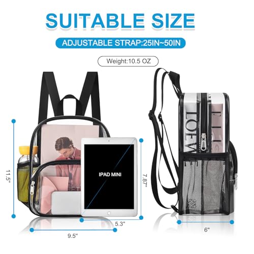 Busiuw Clear Backpack for Stadium Events Clear Backpack 12x12x6 with Front Pocket for Concert Sport Fashion Women Backpack...
