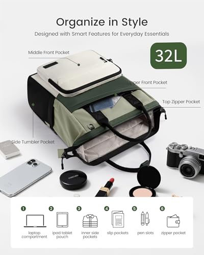 LOVEVOOK Laptop Backpack for Women, 17 Inch Travel Backpack for Work College Business, Water Resistant Teacher Nurse Bag w...